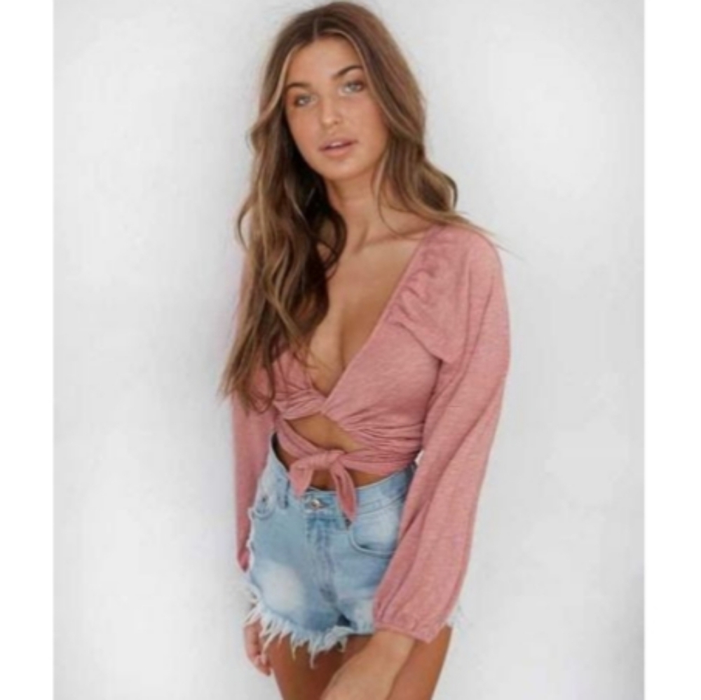 Tiger Mist Victoria tie crop top
